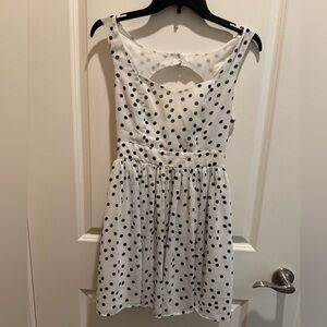 50s style white and black polka dot dress